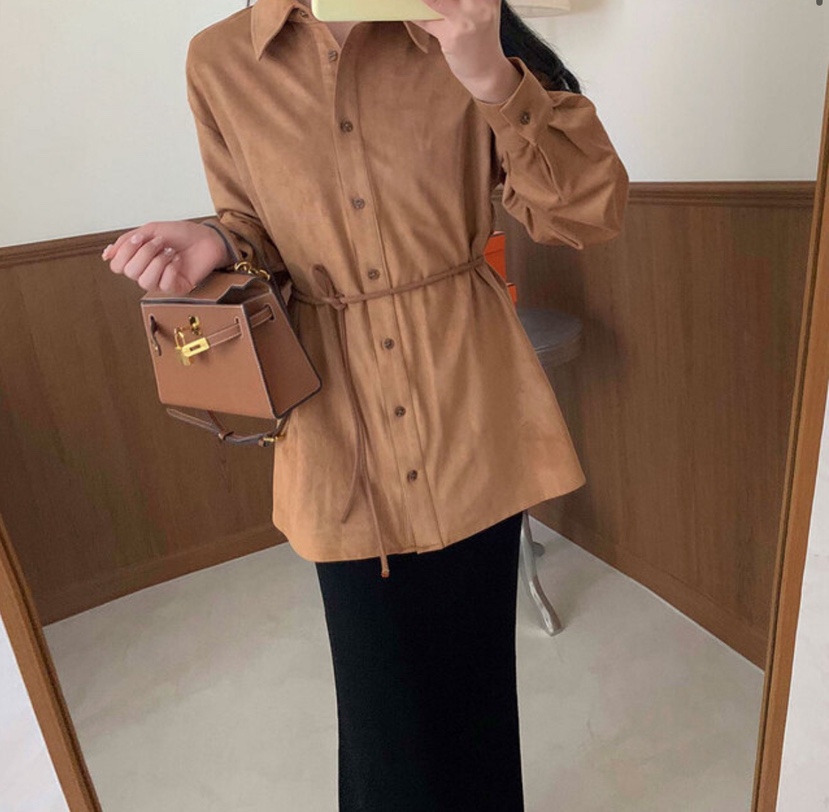 ONDO-P東大門㊣實拍女士新品人氣時尚休閑襯衫蕾絲衫絨面革ONDO-P襯衫/蕾絲衫