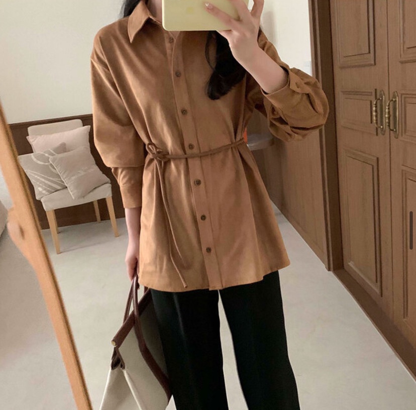 ONDO-P東大門㊣實拍女士新品人氣時尚休閑襯衫蕾絲衫絨面革ONDO-P襯衫/蕾絲衫