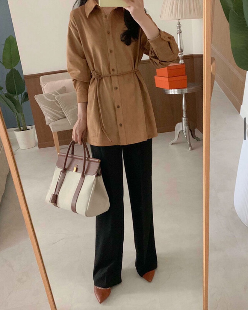 ONDO-P東大門㊣實拍女士新品人氣時尚休閑襯衫蕾絲衫絨面革ONDO-P襯衫/蕾絲衫