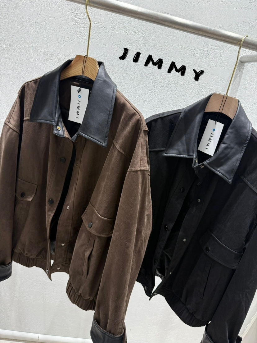 JIMMY韓國代購㊣女裝新品推薦時尚真品休閑熱賣25秋冬夾克絨面革JIMMY/REMAKE夾克