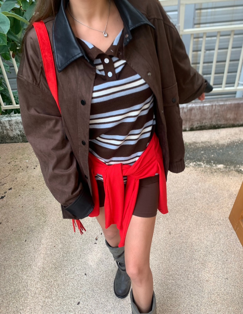 JIMMY韓國代購㊣女裝新品推薦時尚真品休閑熱賣25秋冬夾克絨面革JIMMY/REMAKE夾克