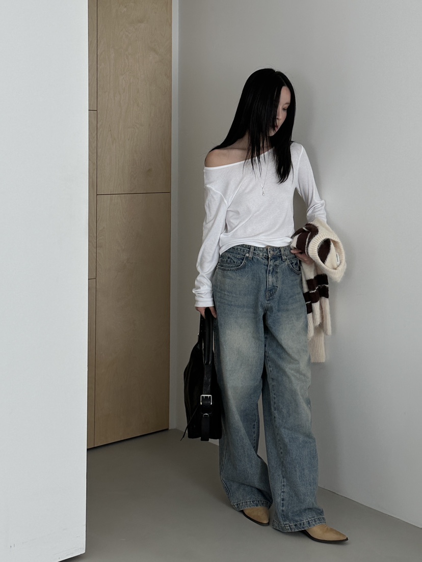 MONDAYMORING韓國代購㊣女裝新款熱賣人氣職業25秋冬牛仔褲雙層MONDAYMORING牛仔褲