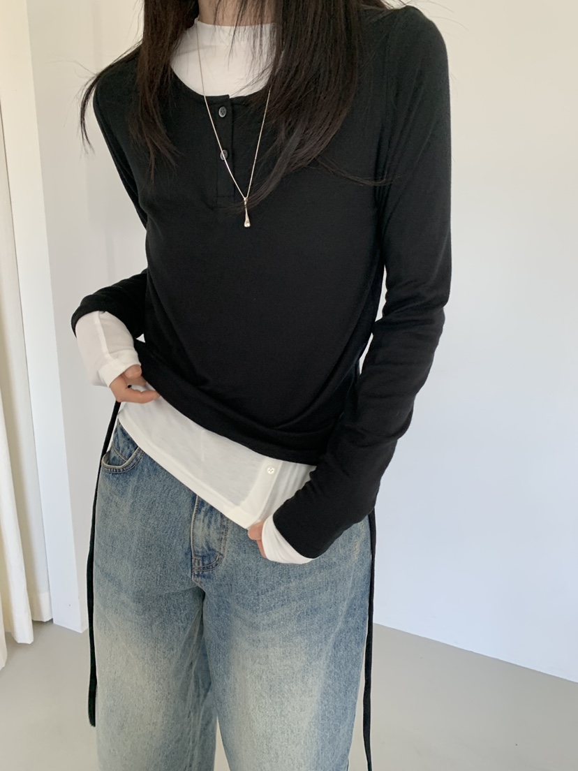 MONDAYMORING韓國直郵㊣女裝新品時尚職業真品25秋冬長袖T恤MONDAYMORING長袖T恤