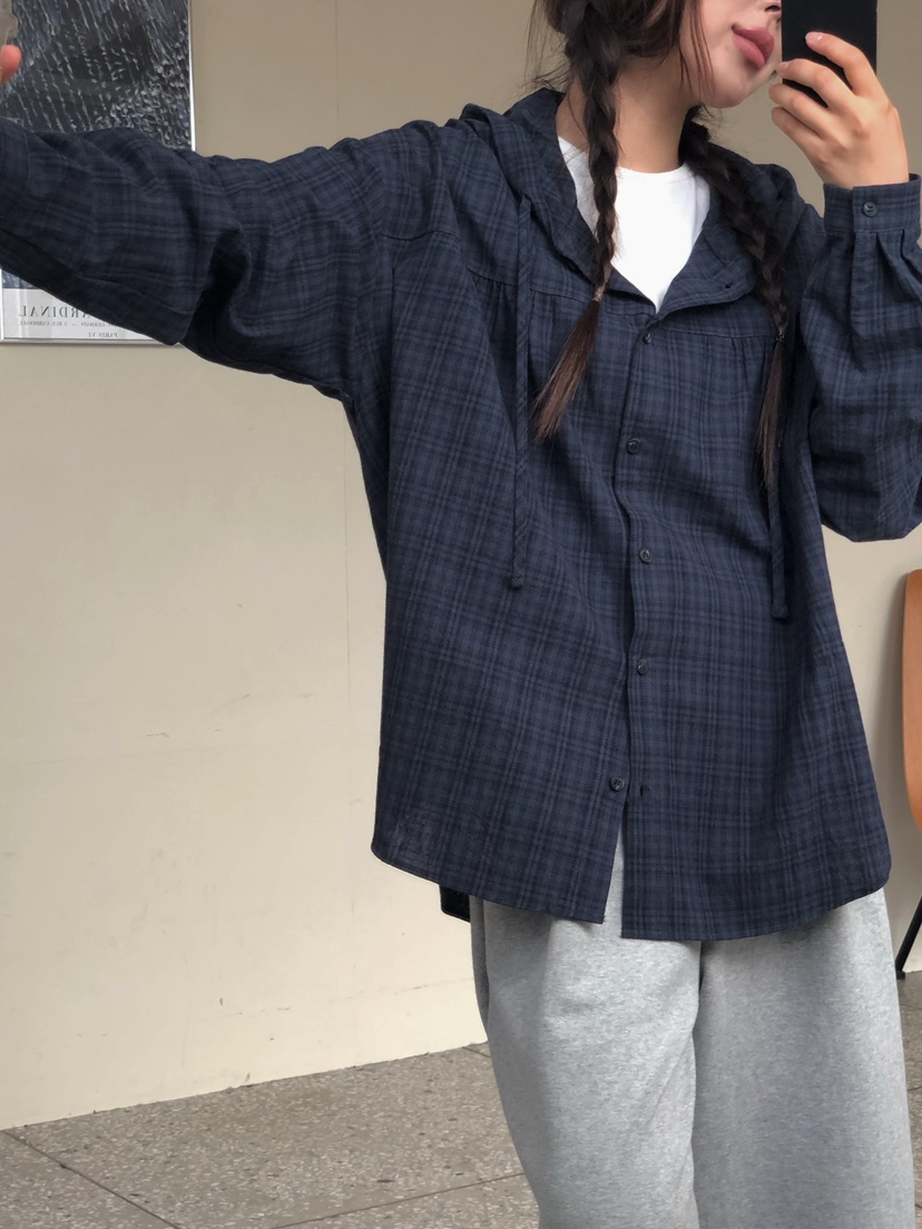 ONDO-P東大門㊣代購女裝新品真品職業推薦襯衫蕾絲衫格紋連帽ONDO-P襯衫/蕾絲衫