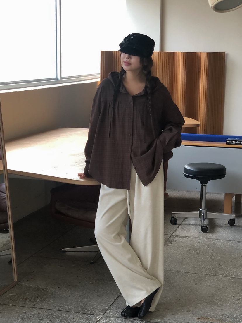 ONDO-P東大門㊣代購女裝新品真品職業推薦襯衫蕾絲衫格紋連帽ONDO-P襯衫/蕾絲衫
