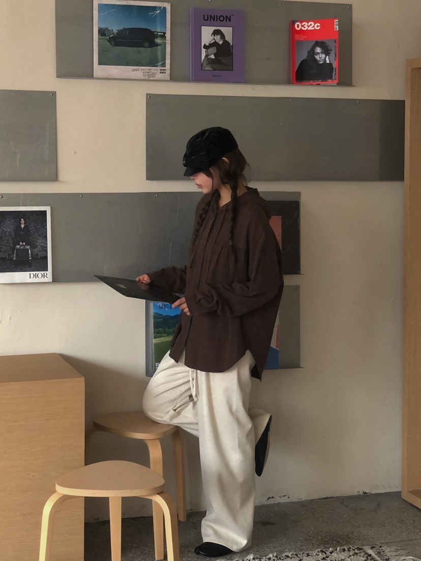 ONDO-P東大門㊣代購女裝新品真品職業推薦襯衫蕾絲衫格紋連帽ONDO-P襯衫/蕾絲衫