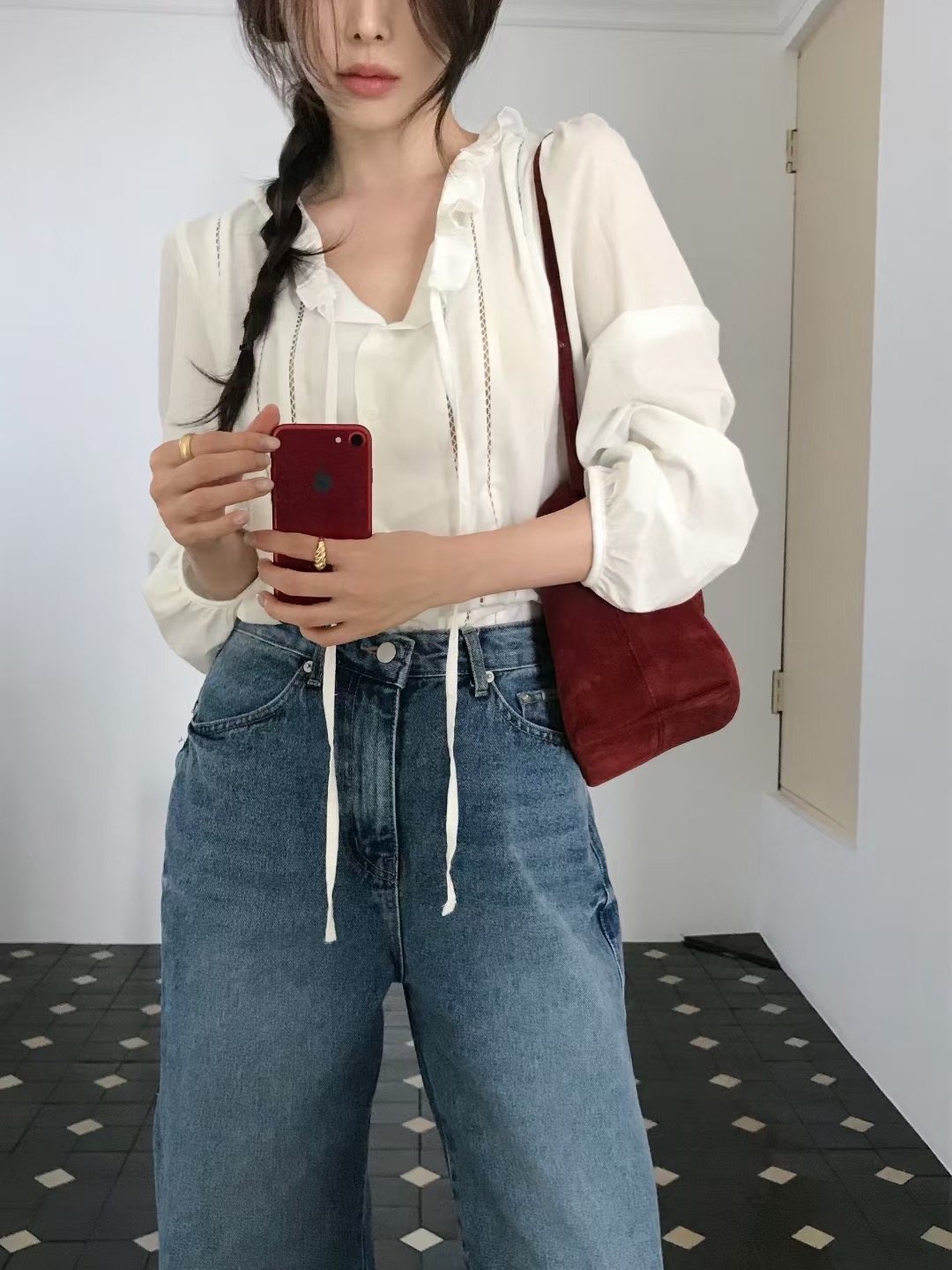 OUIR東大門㊣實拍女士新款人氣職業時尚真品25秋冬襯衫蕾絲衫OUIR襯衫/蕾絲衫