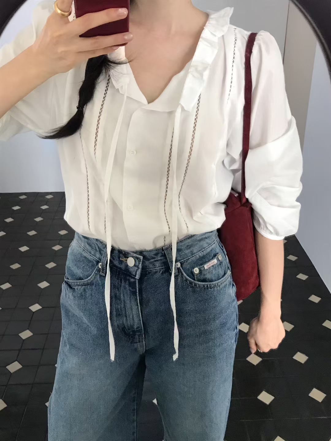 OUIR東大門㊣實拍女士新款人氣職業時尚真品25秋冬襯衫蕾絲衫OUIR襯衫/蕾絲衫