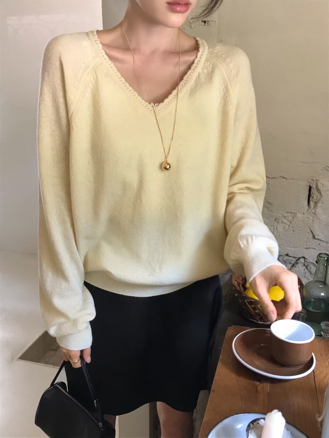 OUIR東大門㊣直郵女裝新款熱賣25秋冬休閑職業時尚人氣針織衫OUIR針織衫圖色3