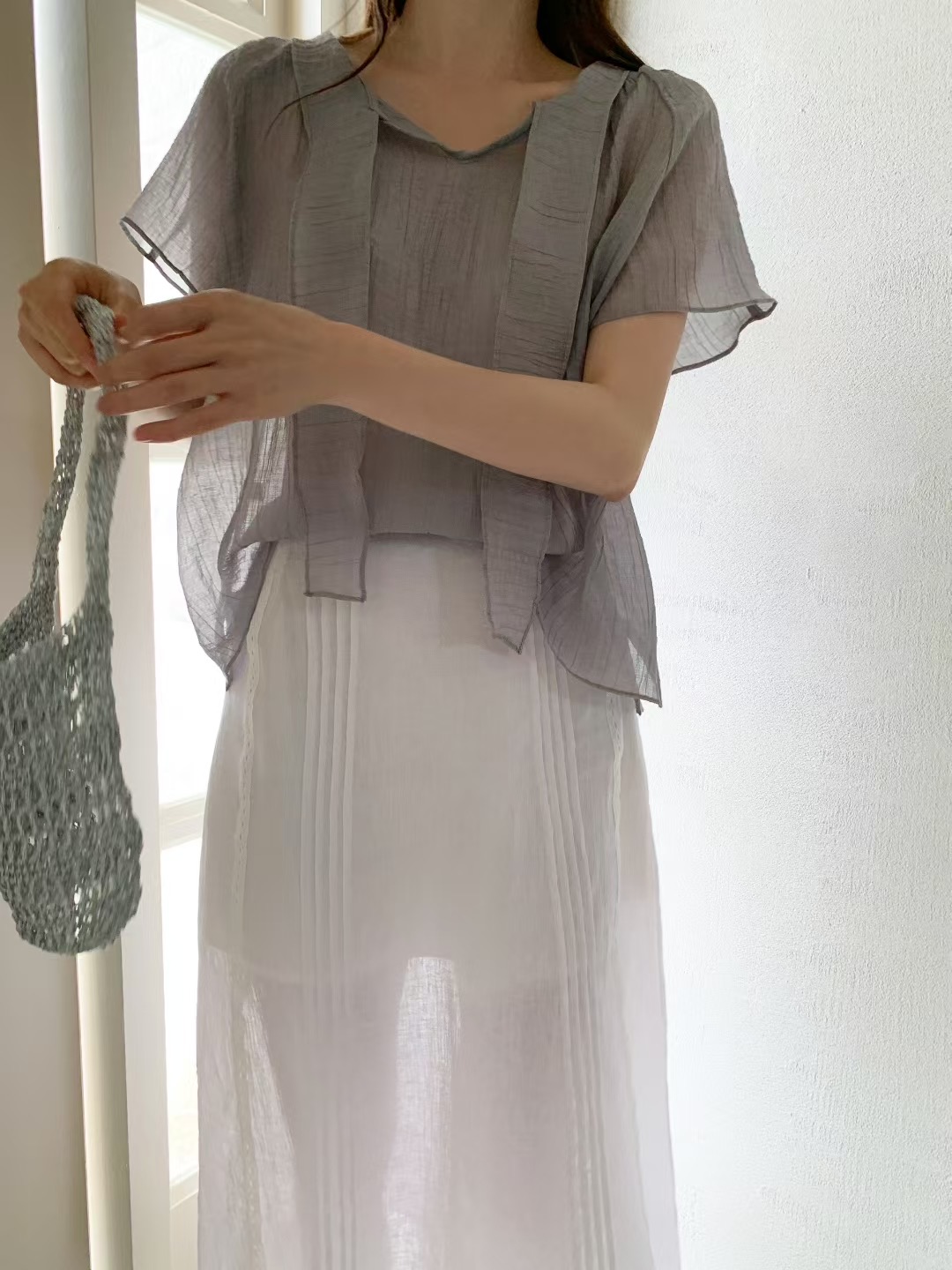 OUIR東大門㊣直郵女裝新品職業休閑人氣襯衫蕾絲衫兩面可穿OUIR襯衫/蕾絲衫