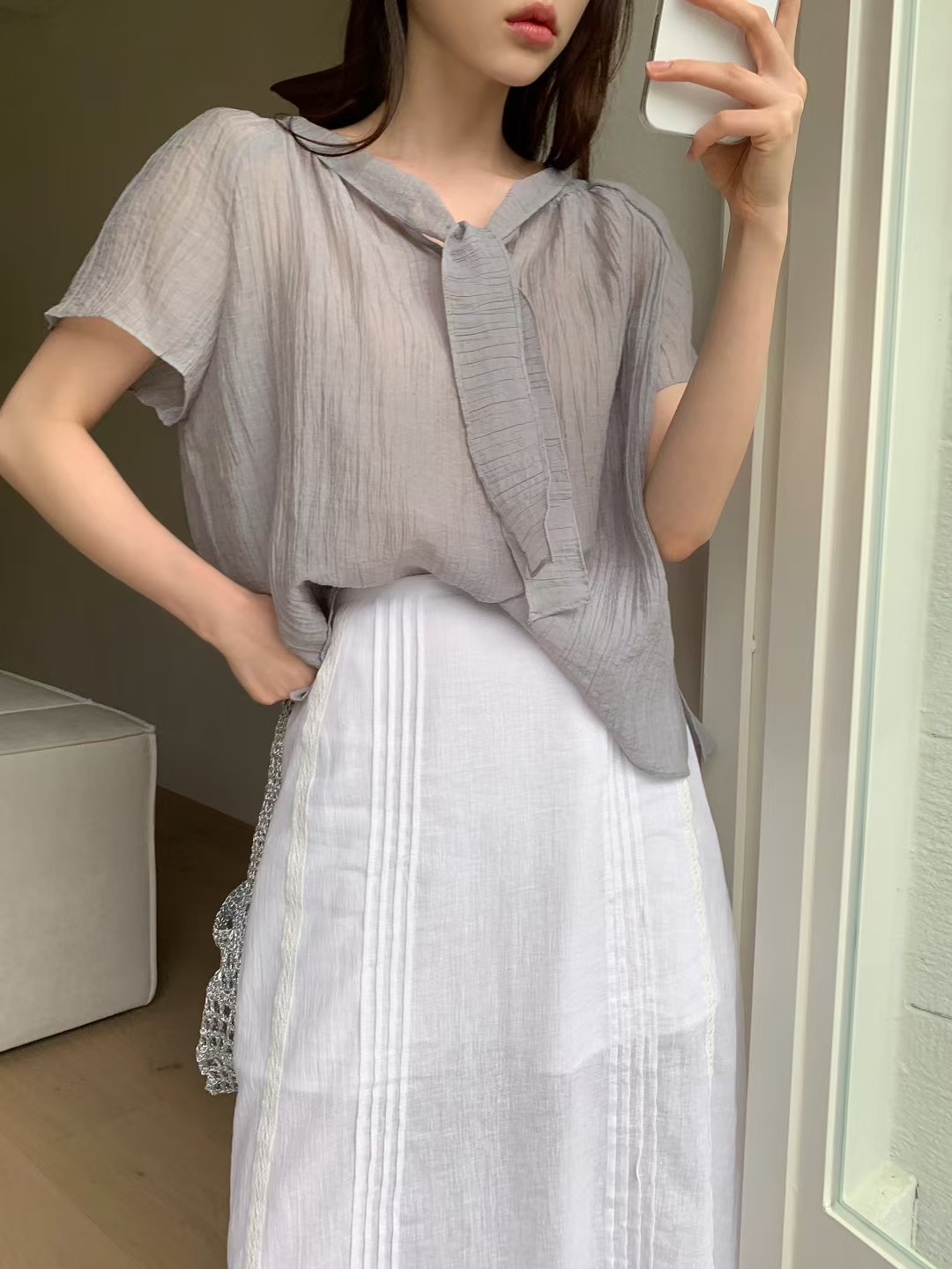 OUIR東大門㊣直郵女裝新品職業休閑人氣襯衫蕾絲衫兩面可穿OUIR襯衫/蕾絲衫圖色2