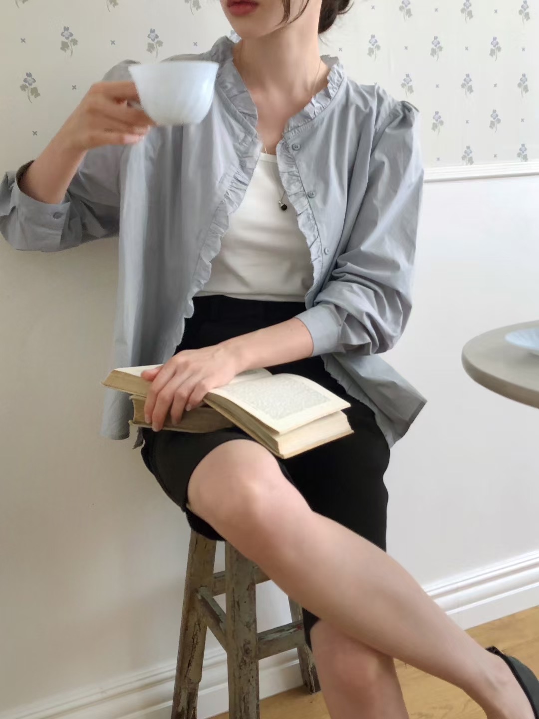 OUIR東大門㊣實拍女士新款人氣休閑職業推薦25秋冬襯衫蕾絲衫OUIR襯衫/蕾絲衫圖色2
