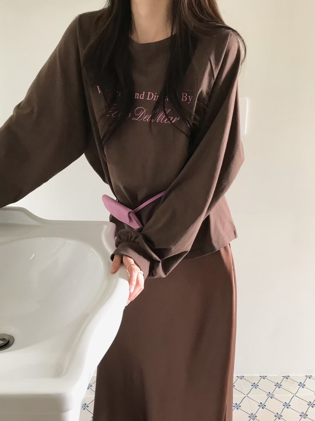 OUIR韓國代購㊣女士新品休閑推薦25秋冬職業熱賣真品長袖T恤OUIR長袖T恤