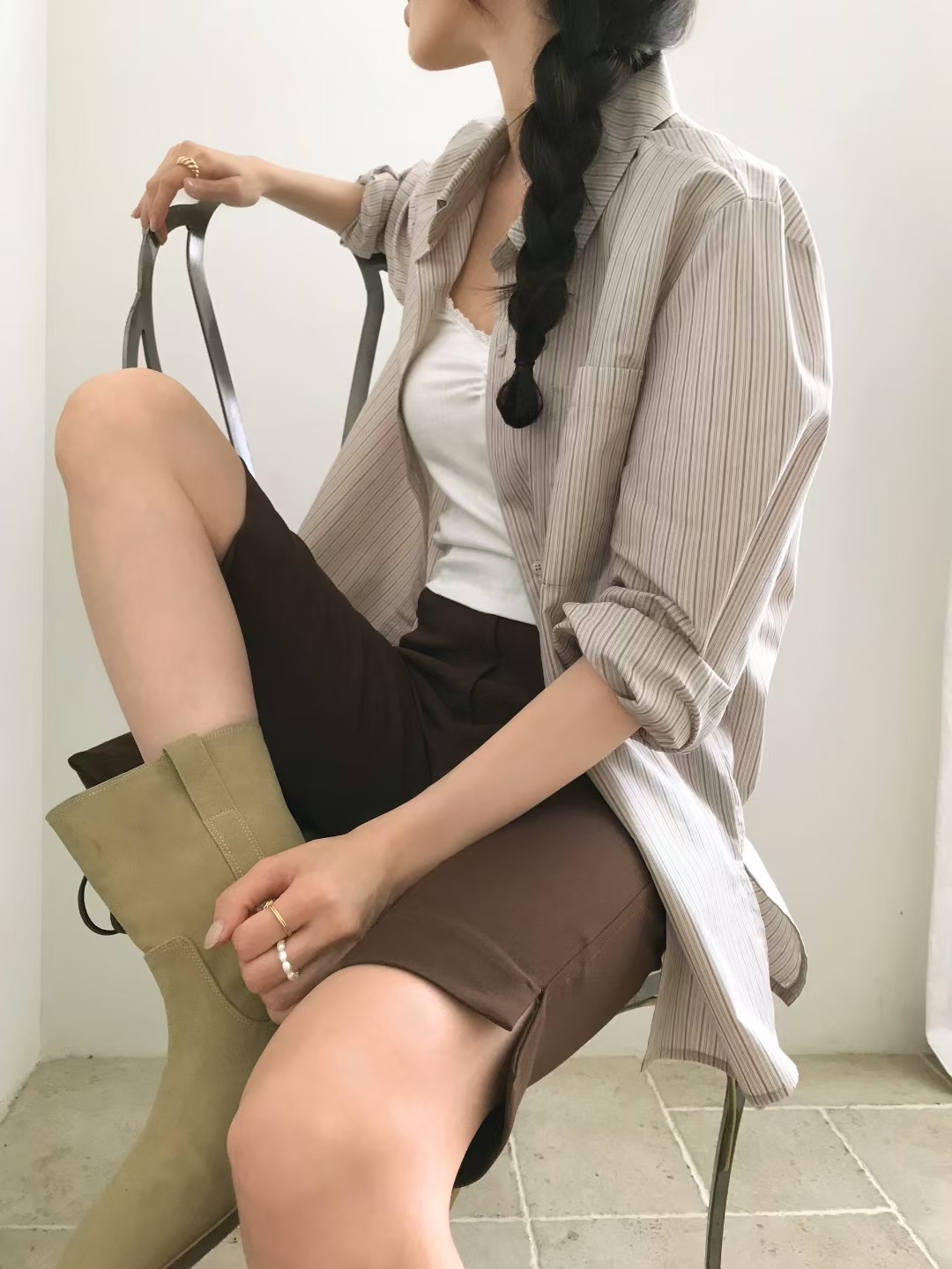 OUIR東大門㊣代購女裝新款人氣25秋冬時尚熱賣真品襯衫蕾絲衫OUIR襯衫/蕾絲衫