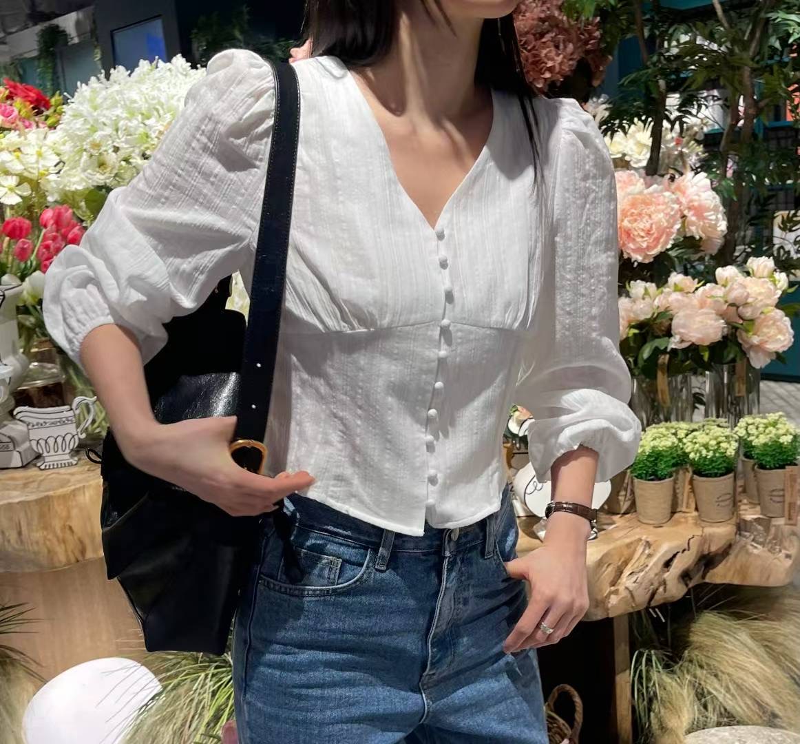 GLOWY韓國直郵㊣女士新品職業時尚真品熱賣人氣推薦襯衫蕾絲衫GLOWY襯衫/蕾絲衫圖色1