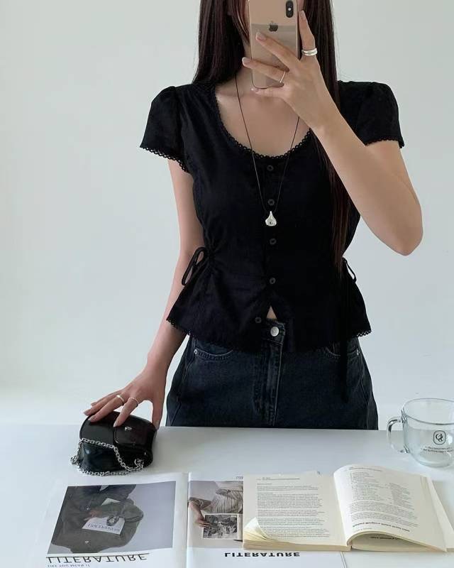 GLOWY東大門㊣直郵女裝新款推薦職業25秋冬休閑時尚襯衫蕾絲衫GLOWY襯衫/蕾絲衫圖色1