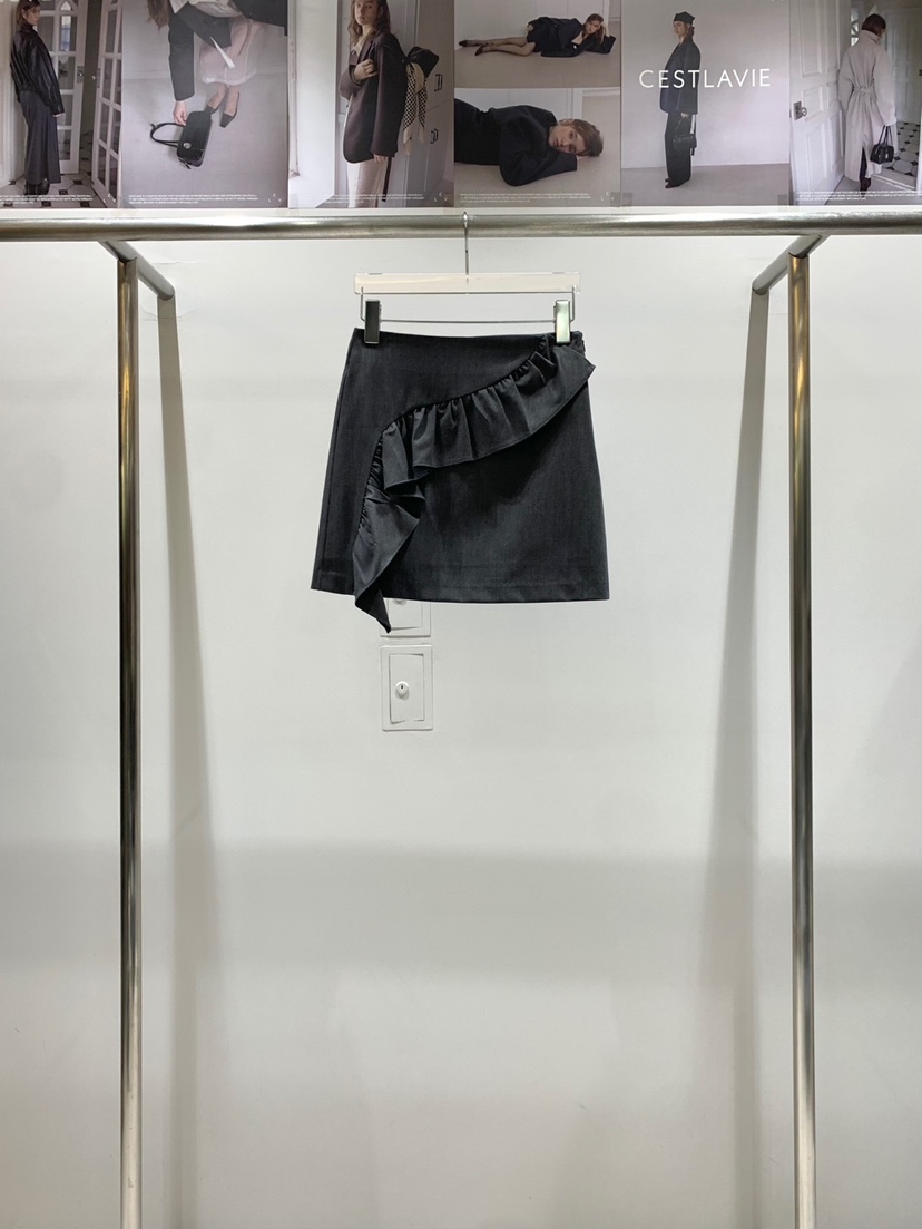 CESTLAVIE東大門㊣代購女裝新品人氣休閑25秋冬時尚短裙荷葉邊CESTLAVIE短裙圖色1