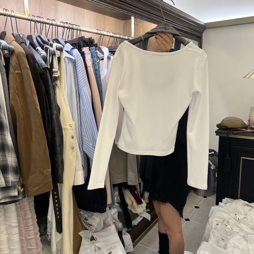 VIRKIN韓國直郵㊣女士新品人氣休閑熱賣真品職業長袖T恤假兩件VIRKIN長袖T恤