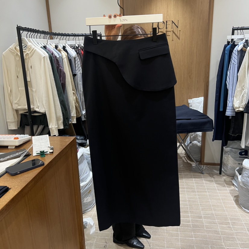 LOFN東大門㊣實拍女士新品休閑職業熱賣25秋冬半身裙中短裙羊毛LOFN半身裙/中短裙圖色2