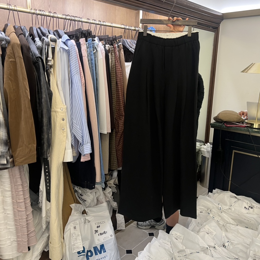 VIRKIN韓國代購㊣女裝新品25秋冬人氣休閑職業休閑褲棉質腰帶VIRKIN休閑褲圖色3