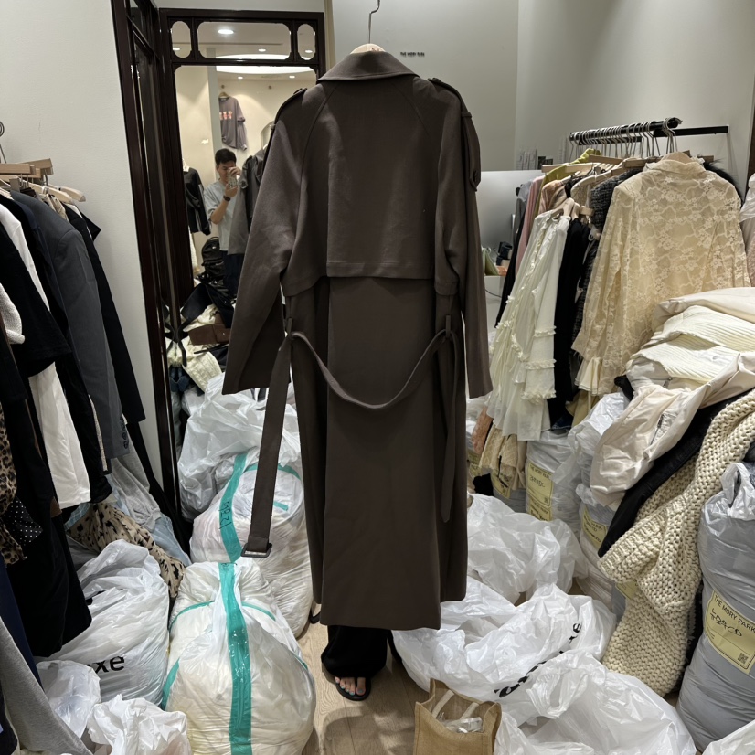 THEMORYPARK東大門㊣實拍女裝新款25秋冬時尚長款風衣含腰繩THE MORY PARK長款風衣