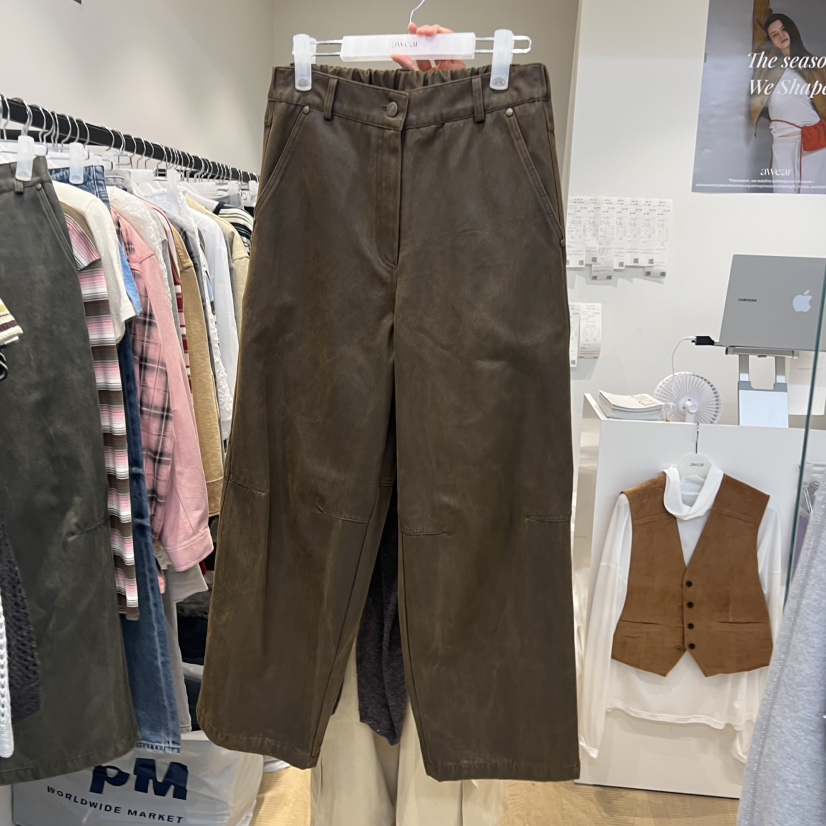 RUMIRU/AWEAR東大門㊣直郵女裝新品人氣時尚休閑褲水洗皮革awear/RUMIRU休閑褲