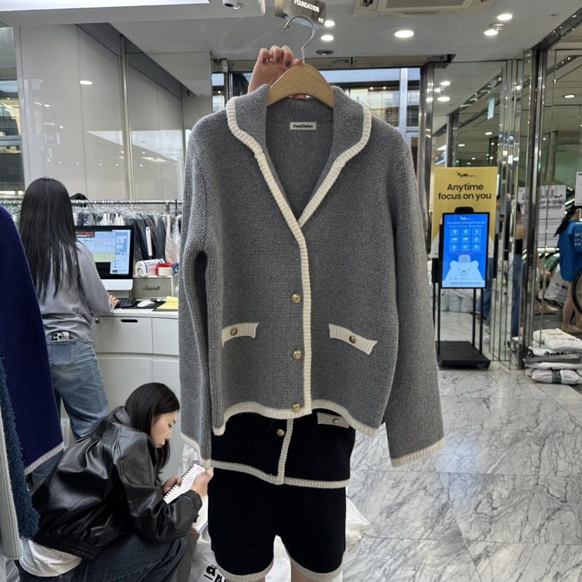 FOUNDATION韓國代購㊣女士新品休閑熱賣推薦職業夾克開衫絨FOUNDATION夾克圖色3