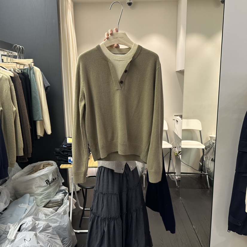SALT BREAD東大門㊣代購女裝新款真品職業時尚針織衫假兩件SALT BREAD針織衫圖色1