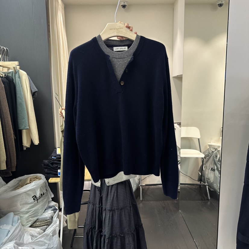 SALT BREAD東大門㊣代購女裝新款真品職業時尚針織衫假兩件SALT BREAD針織衫圖色2