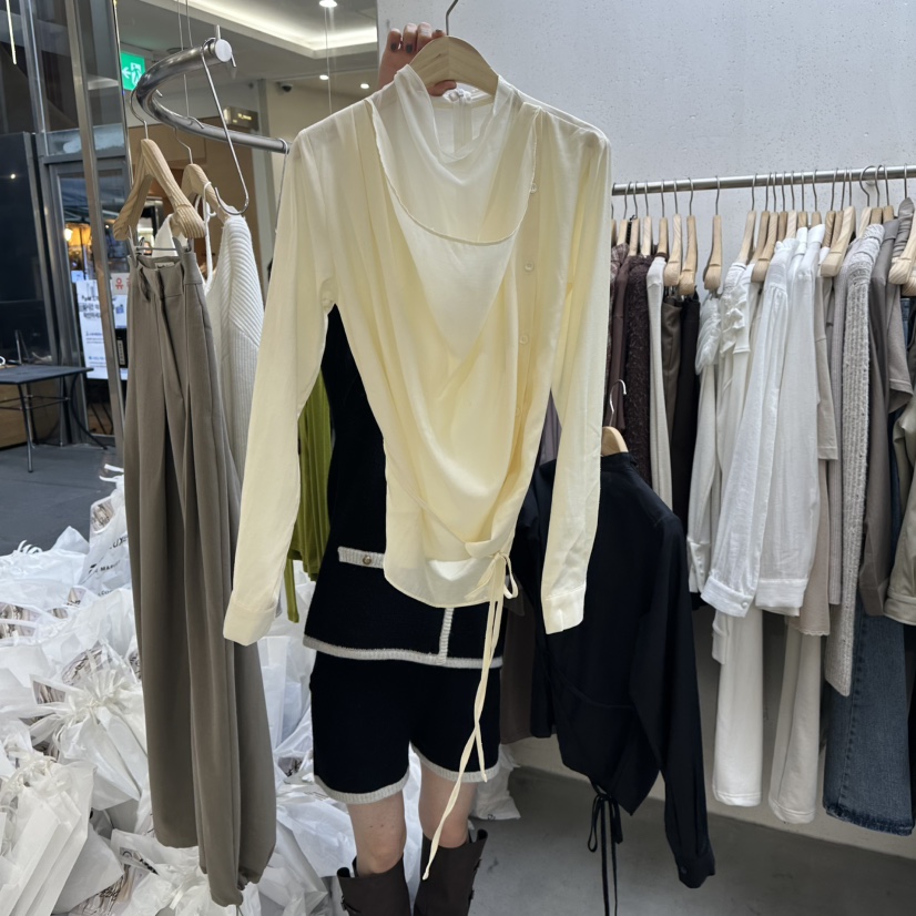 FOUNDATION東大門㊣實拍女裝新品人氣熱賣時尚25秋冬襯衫蕾絲衫FOUNDATION襯衫/蕾絲衫