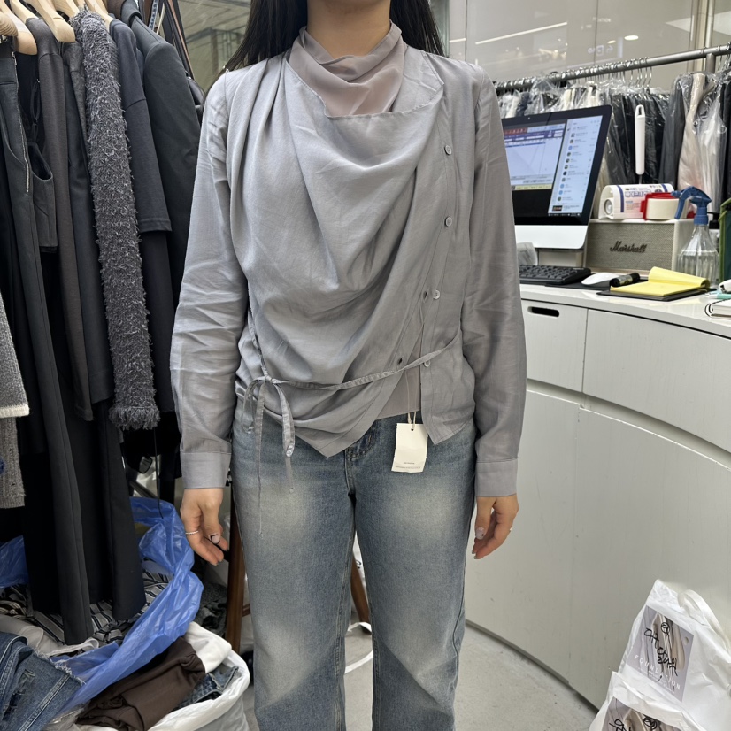 FOUNDATION東大門㊣實拍女裝新品人氣熱賣時尚25秋冬襯衫蕾絲衫FOUNDATION襯衫/蕾絲衫圖色2