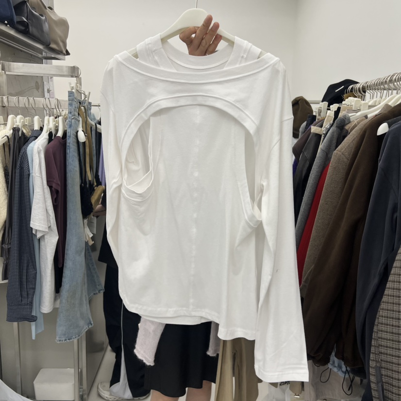 BREATHE韓國代購㊣女裝新品真品25秋冬熱賣休閑長袖T恤露肩BREATHE長袖T恤