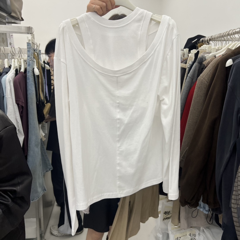 BREATHE韓國代購㊣女裝新品真品25秋冬熱賣休閑長袖T恤露肩BREATHE長袖T恤圖色3