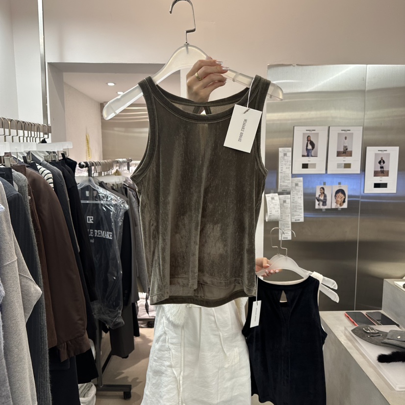WEARABLE-L東大門㊣直郵女裝新款休閑時尚職業吊帶背心天鵝絨WEARABLE吊帶/背心圖色2