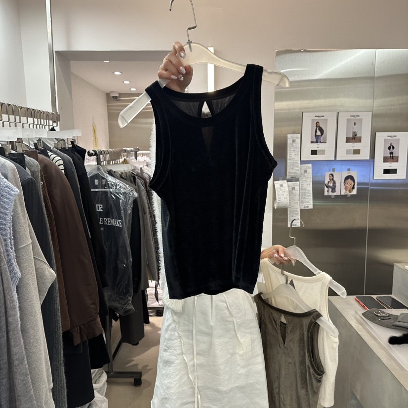 WEARABLE-L東大門㊣直郵女裝新款休閑時尚職業吊帶背心天鵝絨WEARABLE吊帶/背心圖色3