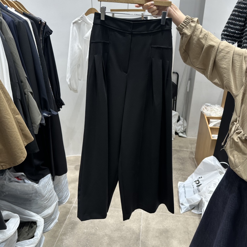 ENVY韓國代購㊣女裝新品職業25秋冬休閑熱賣人氣休閑褲褶皺ENVY休閑褲圖色2黑色