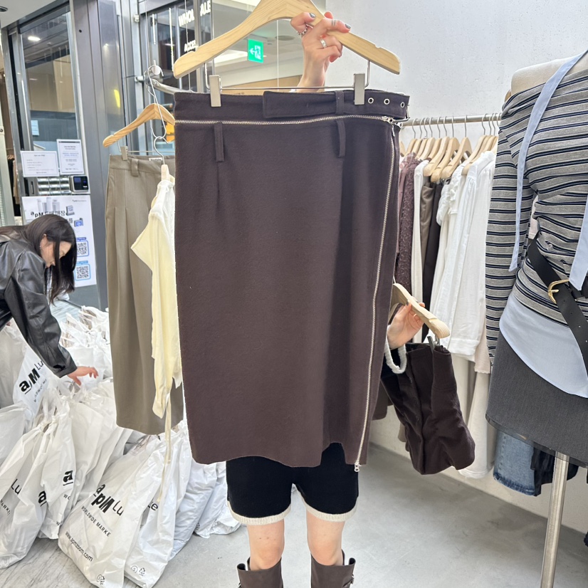 FOUNDATION韓國直郵㊣女士新品人氣熱賣休閑長裙不含腰帶拉鏈FOUNDATION長裙圖色2
