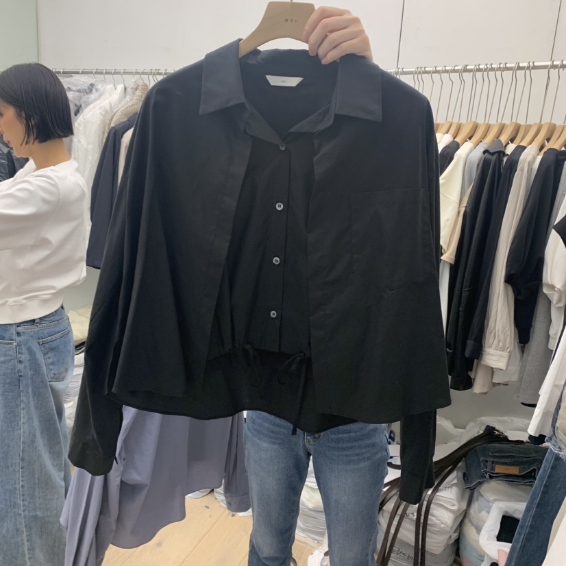 MOI-A東大門㊣代購女士新品25秋冬時尚真品襯衫蕾絲衫假兩件MOI-A襯衫/蕾絲衫圖色3