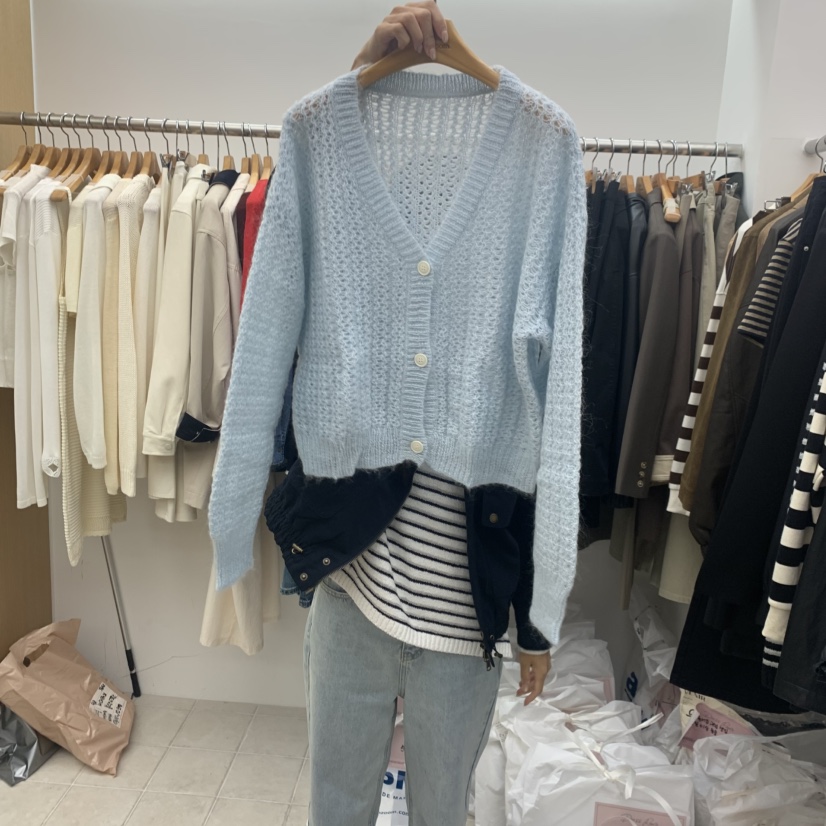 DRESS ROOM東大門㊣代購女士新款25秋冬職業熱賣針織衫開衫DRESS ROOM針織衫