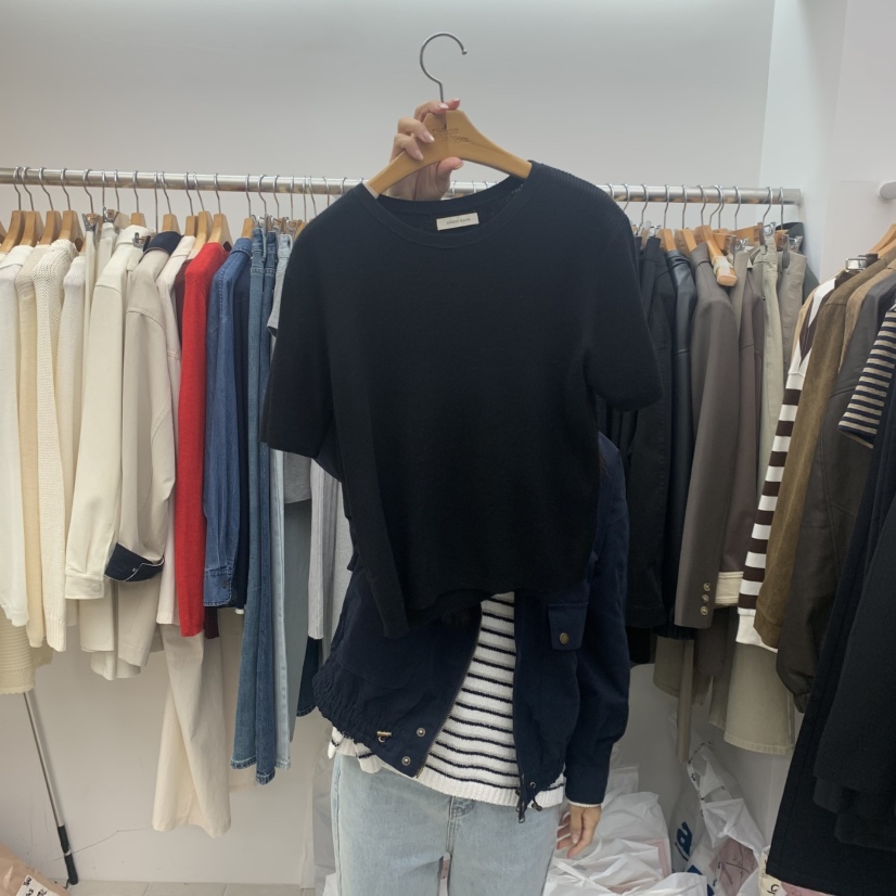 DRESS ROOM東大門㊣實拍女士新款熱賣人氣休閑推薦T恤短款DRESS ROOMT恤圖色3