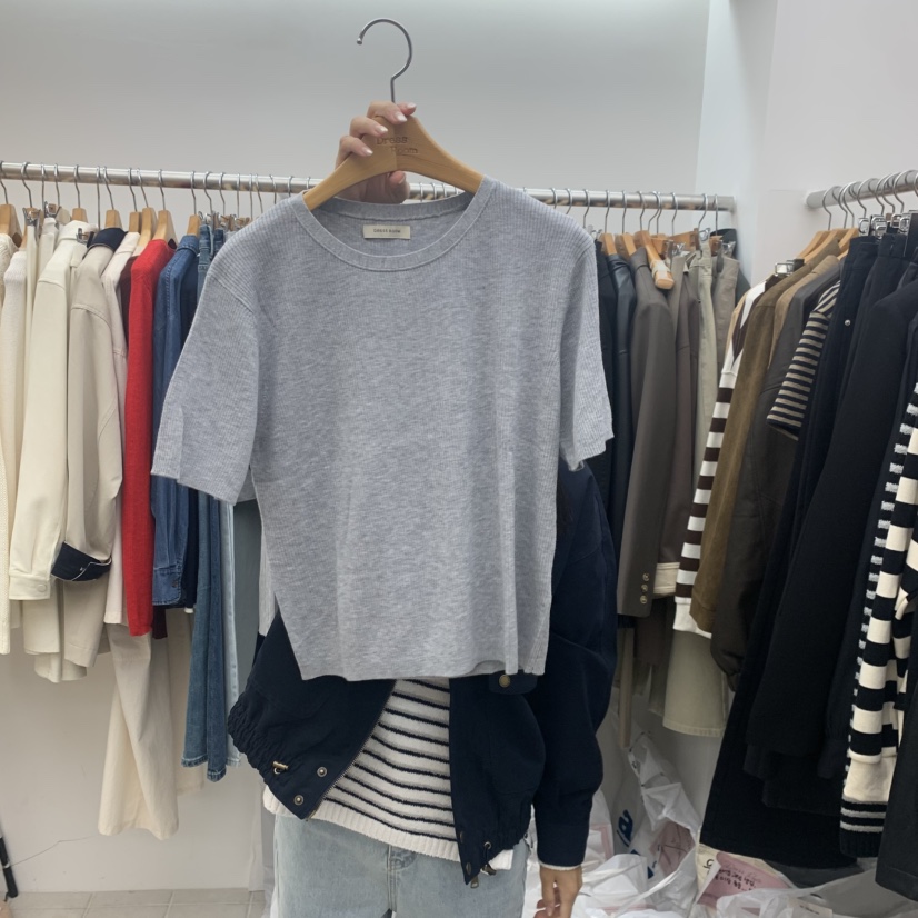DRESS ROOM東大門㊣實拍女士新款熱賣人氣休閑推薦T恤短款DRESS ROOMT恤圖色4