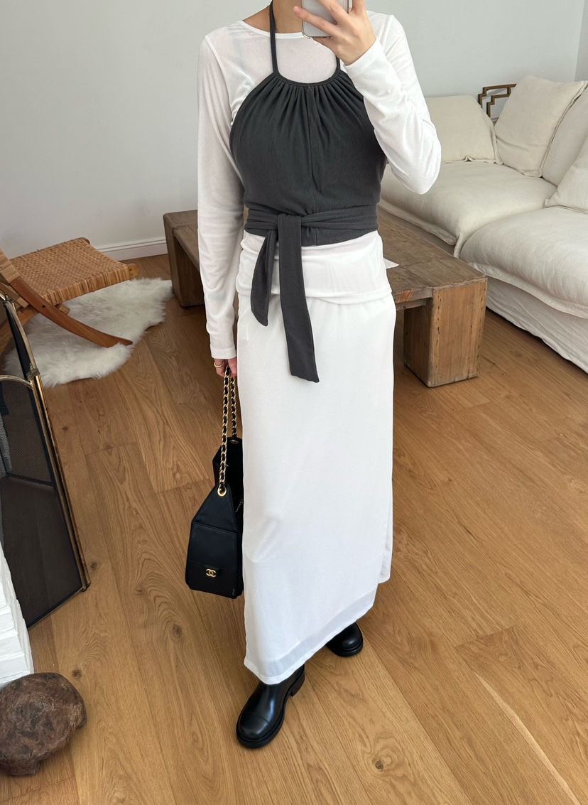 LE VASE韓國直郵㊣女裝新款真品人氣休閑熱賣25秋冬職業長裙LE VASE長裙