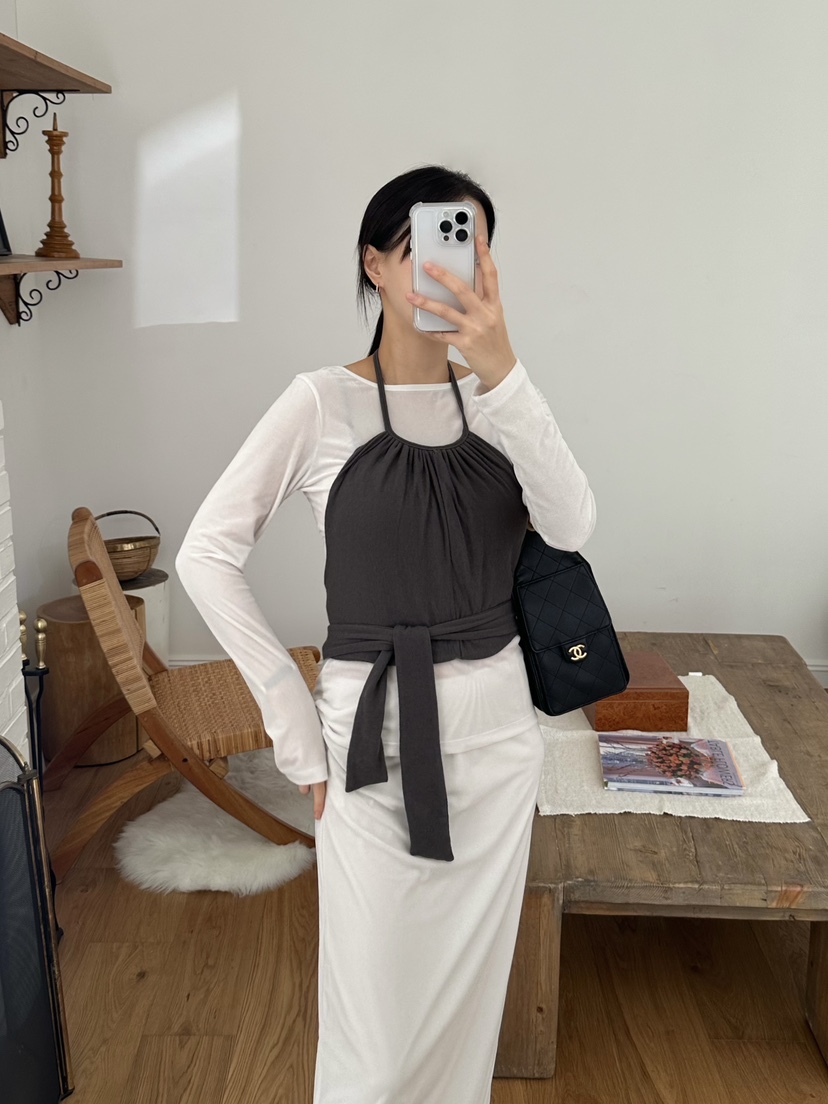 LE VASE韓國直郵㊣女士新款25秋冬職業真品時尚熱賣長袖T恤LE VASE長袖T恤