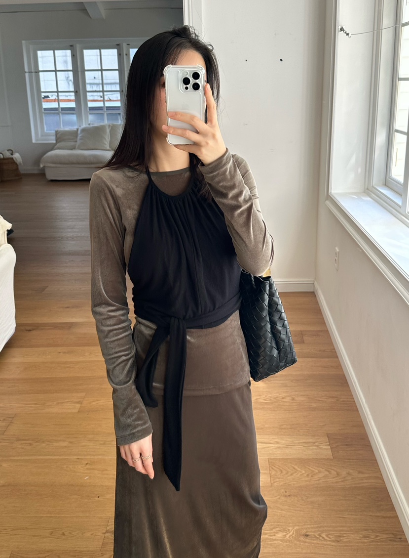 LE VASE韓國直郵㊣女士新款25秋冬職業真品時尚熱賣長袖T恤LE VASE長袖T恤