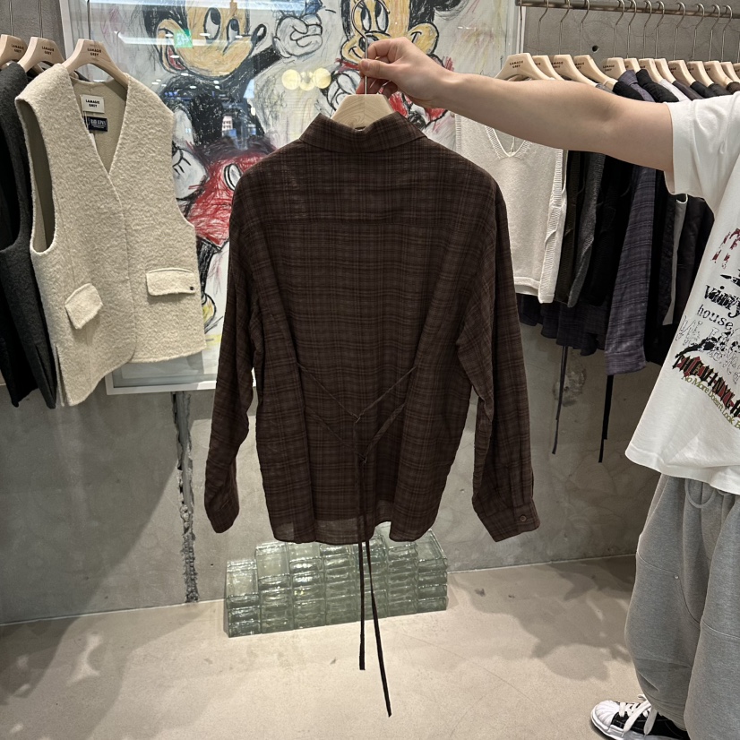 LAMAGIEPIE韓國代購㊣女裝新品推薦熱賣25秋冬真品襯衫蕾絲衫LAMAGIE GREY襯衫/蕾絲衫
