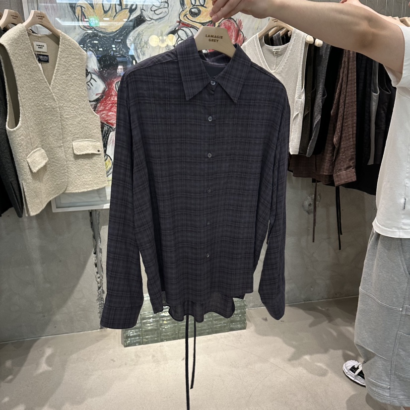 LAMAGIEPIE韓國代購㊣女裝新品推薦熱賣25秋冬真品襯衫蕾絲衫LAMAGIE GREY襯衫/蕾絲衫圖色1