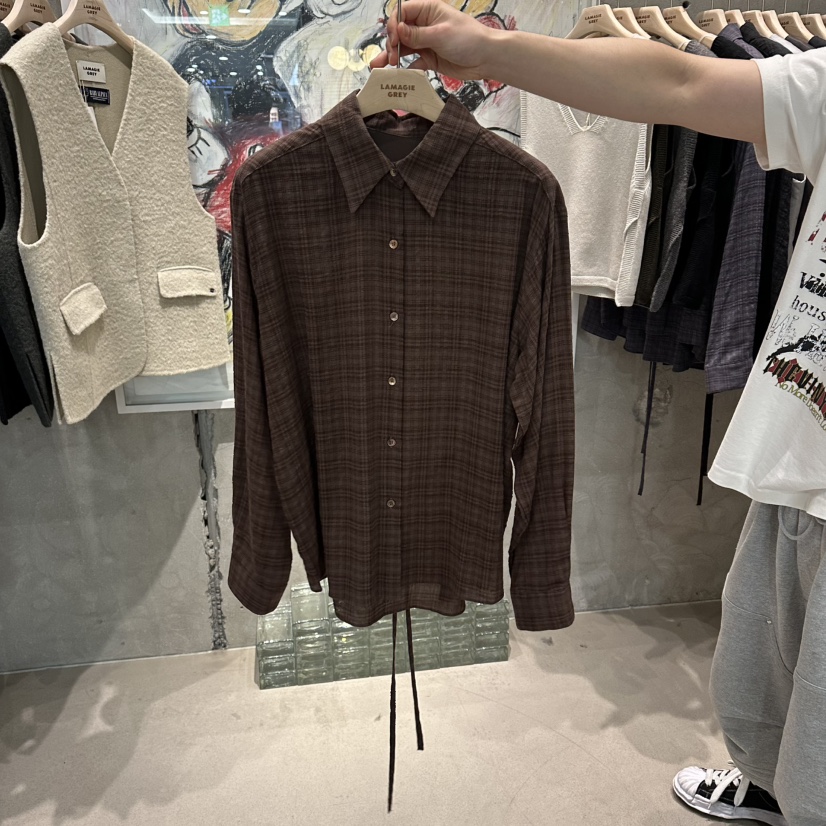 LAMAGIEPIE韓國代購㊣女裝新品推薦熱賣25秋冬真品襯衫蕾絲衫LAMAGIE GREY襯衫/蕾絲衫圖色2
