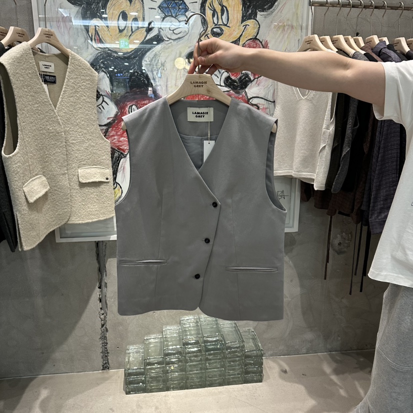 LAMAGIEPIE東大門㊣實拍女士新品熱賣25秋冬真品休閑職業馬甲LAMAGIE GREY馬甲圖色1