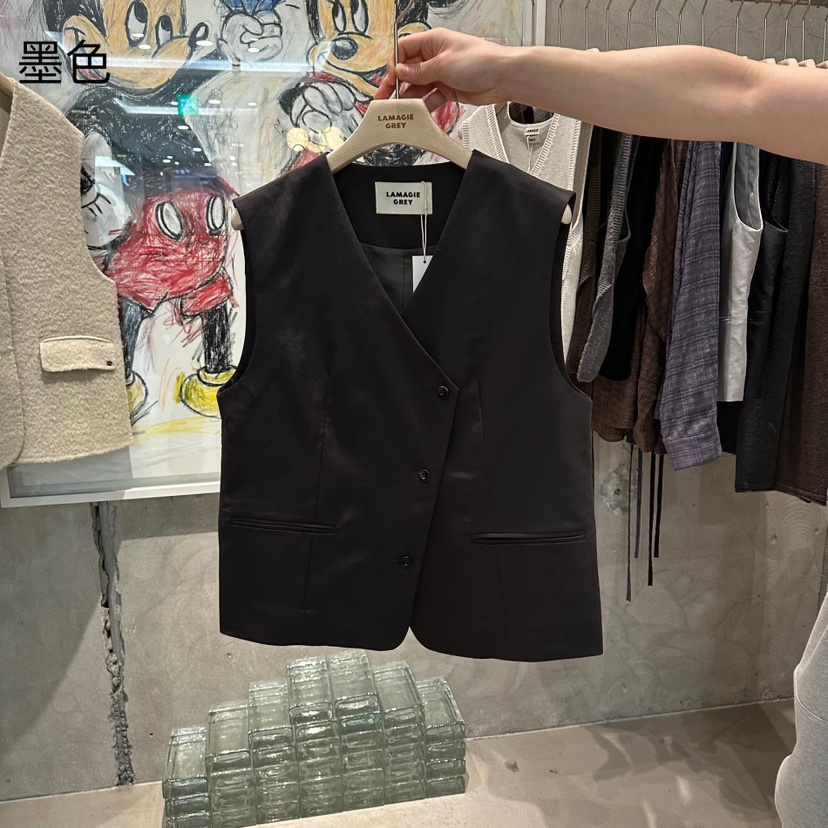 LAMAGIEPIE東大門㊣實拍女士新品熱賣25秋冬真品休閑職業馬甲LAMAGIE GREY馬甲圖色2