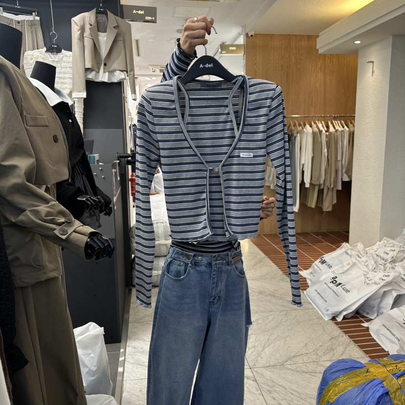 A-DEL東大門㊣實拍女裝新品休閑推薦時尚套裝兩件套開襟衫A-DEL套裝圖色2